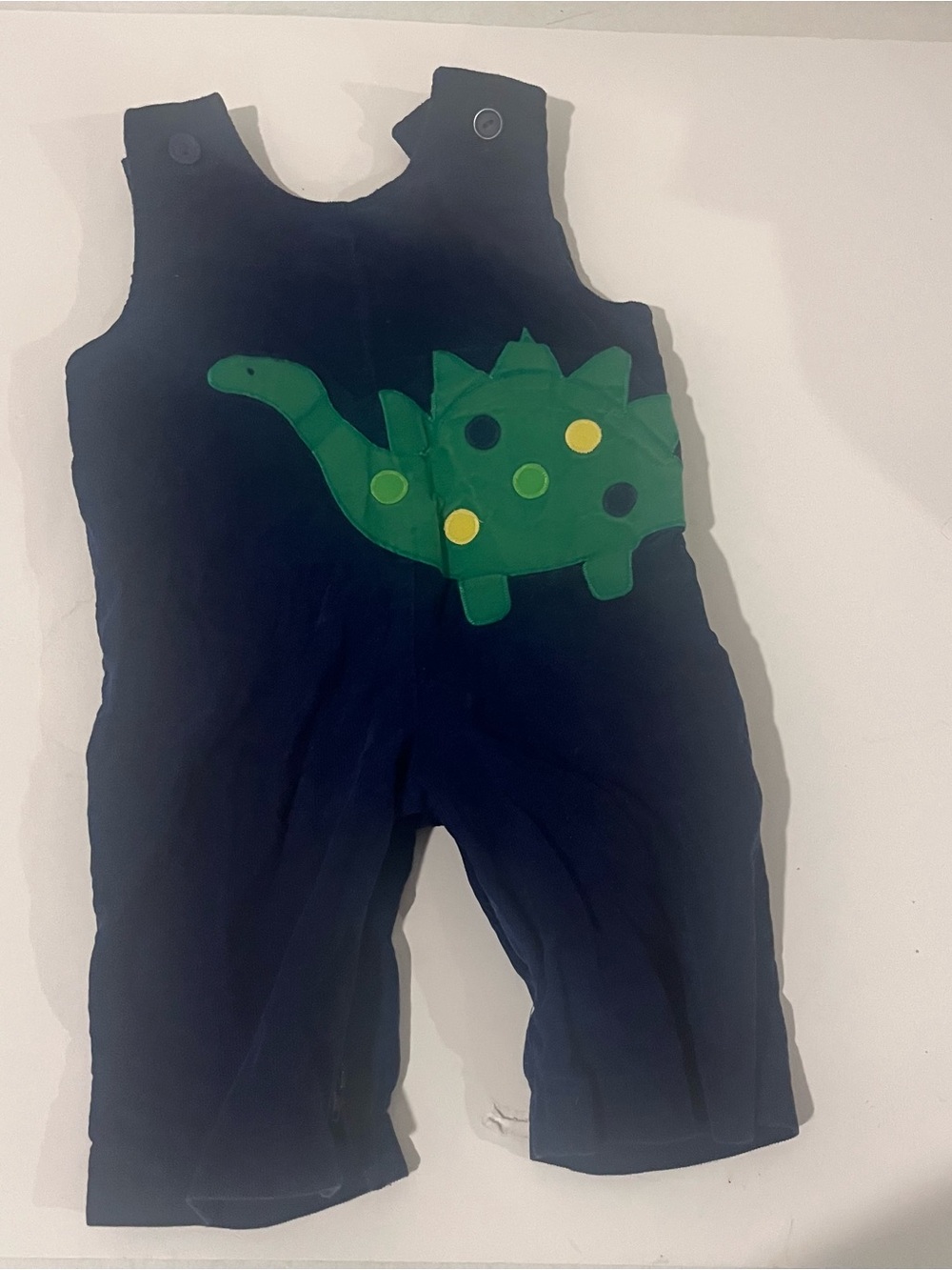 Funtasia Too Baby Boy Navy Corduroy Overalls With Dinosaur Embroidery 9m